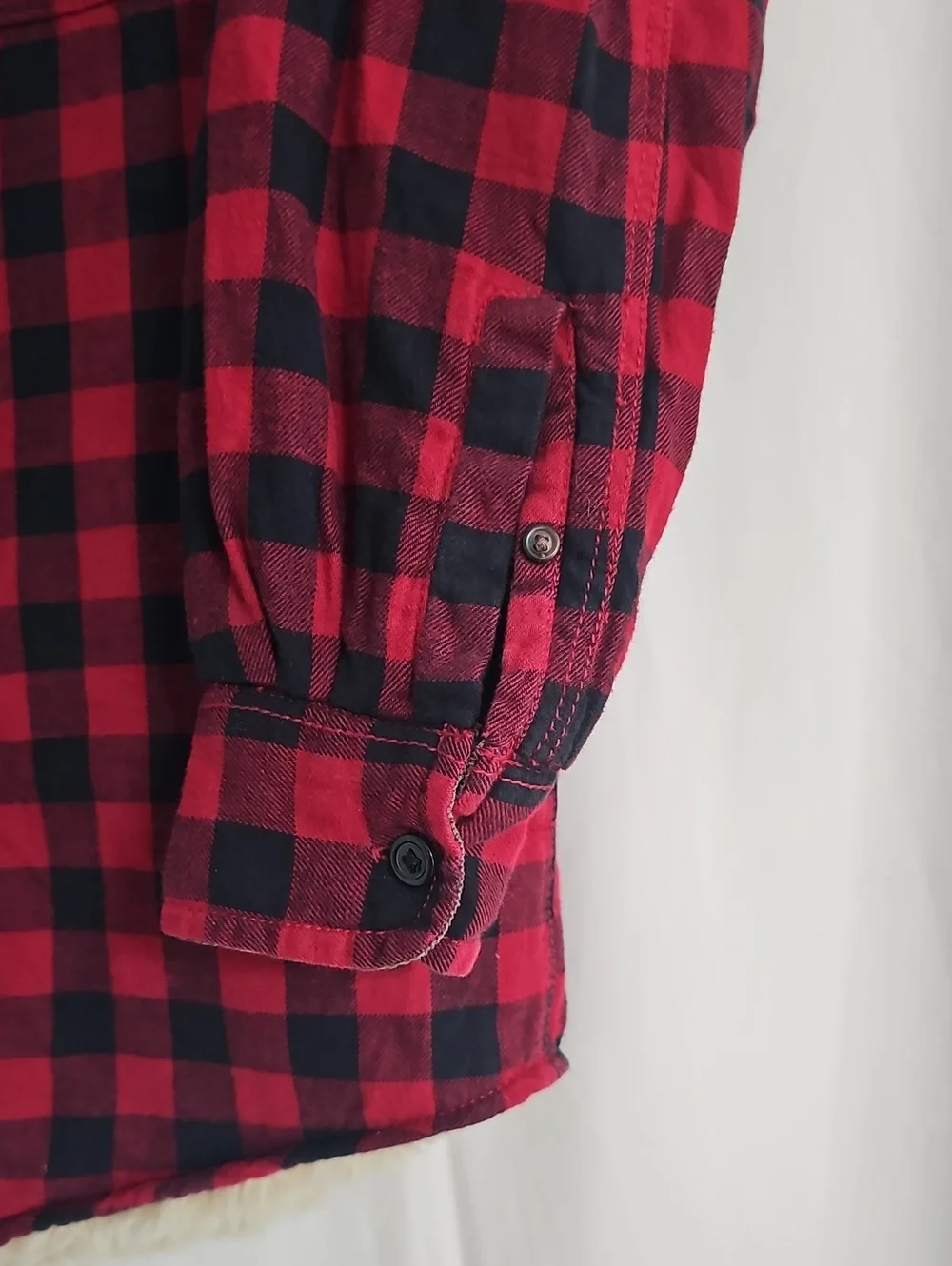 Gap Kids Red and Black Buffalo Plaid Sherpa-Lined Button-Down Jacket